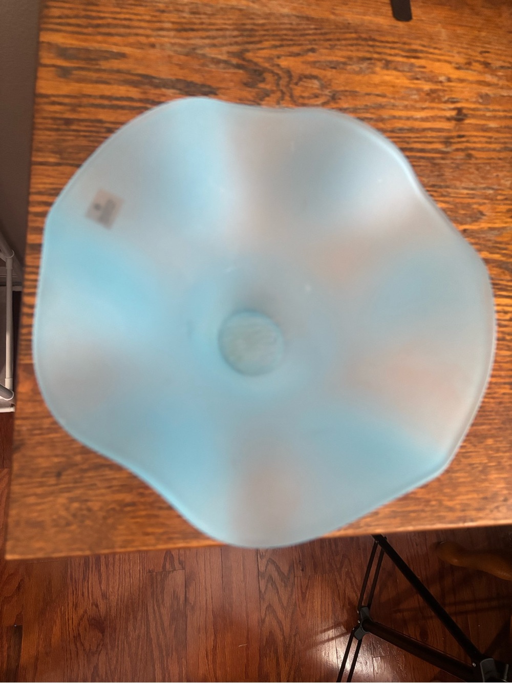 Zodax made in Portugal frosted Light Blue Glass Art Bowl -
